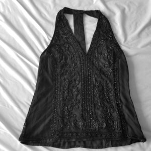 Ralph Lauren Polo Black Beaded Halter Top Size 4